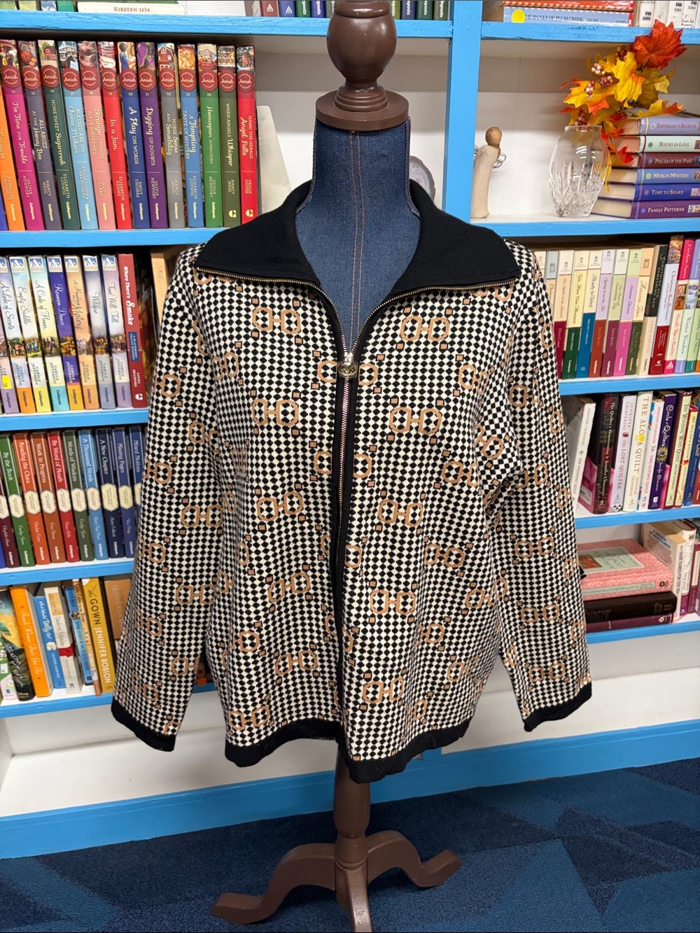 Anne Klein zip front sweater size large